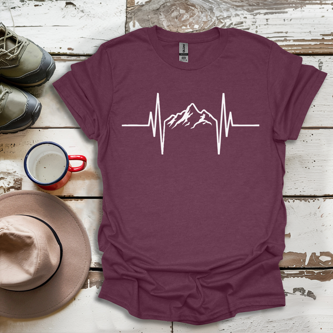 Mountains Hiking Heartbeat Hiker Adventures V2 T-Shirt