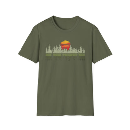 Retro Vintage Sunset Outdoor Forest V2 T-Shirt