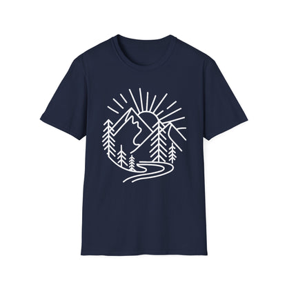 Mountains and Trees Hikers Adventures minimalist Design V1 T-Shirt