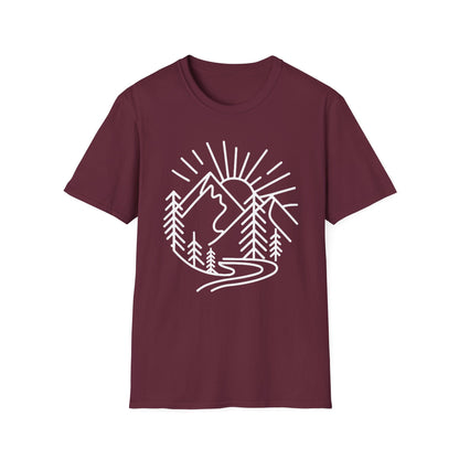 Mountains and Trees Hikers Adventures minimalist Design V1 T-Shirt