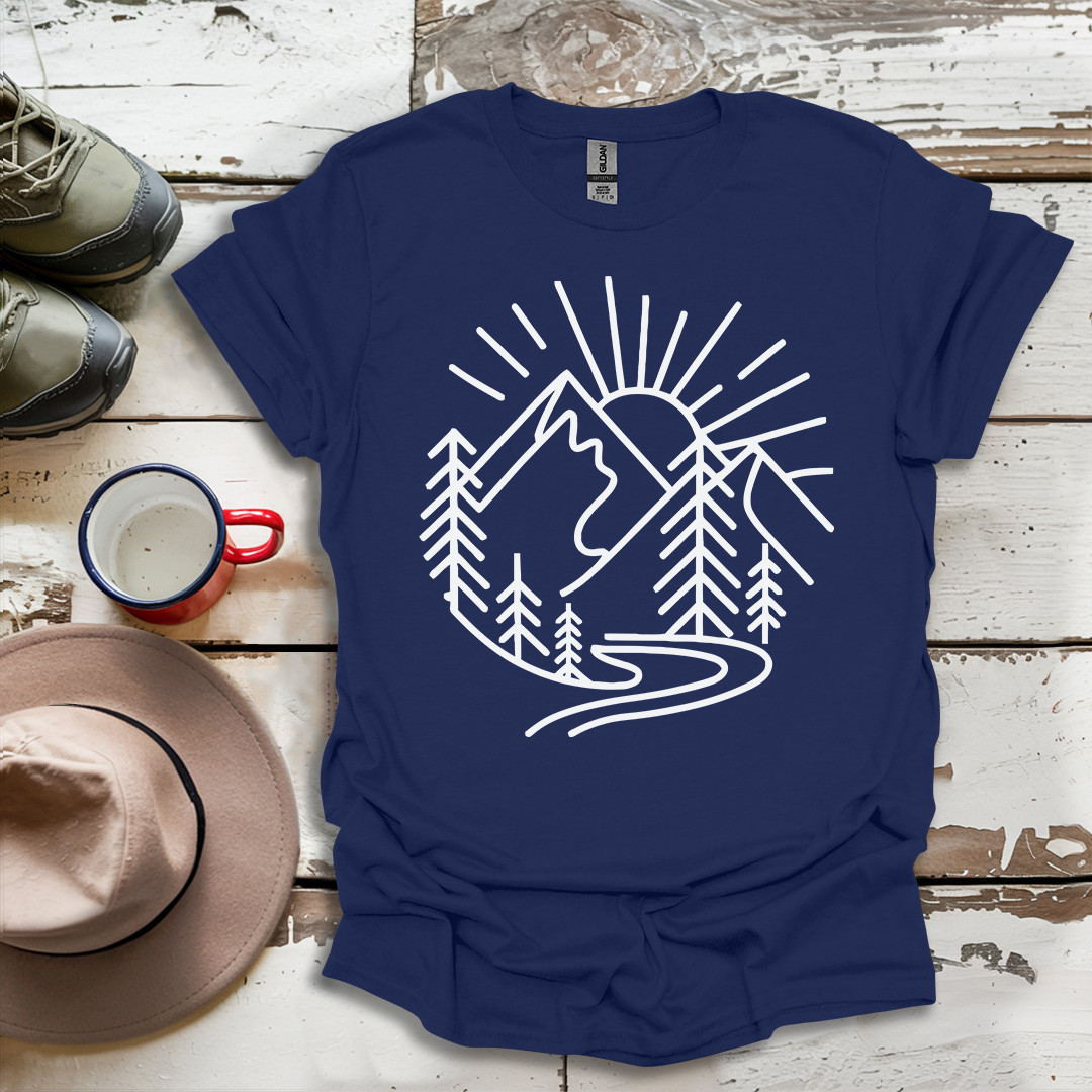 Mountains and Trees Hikers Adventures minimalist Design V1 T-Shirt