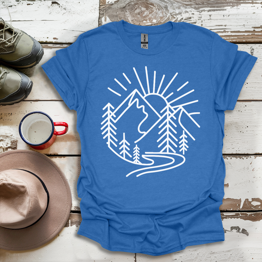 Mountains and Trees Hikers Adventures minimalist Design V1 T-Shirt