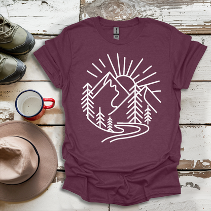 Mountains and Trees Hikers Adventures minimalist Design V1 T-Shirt