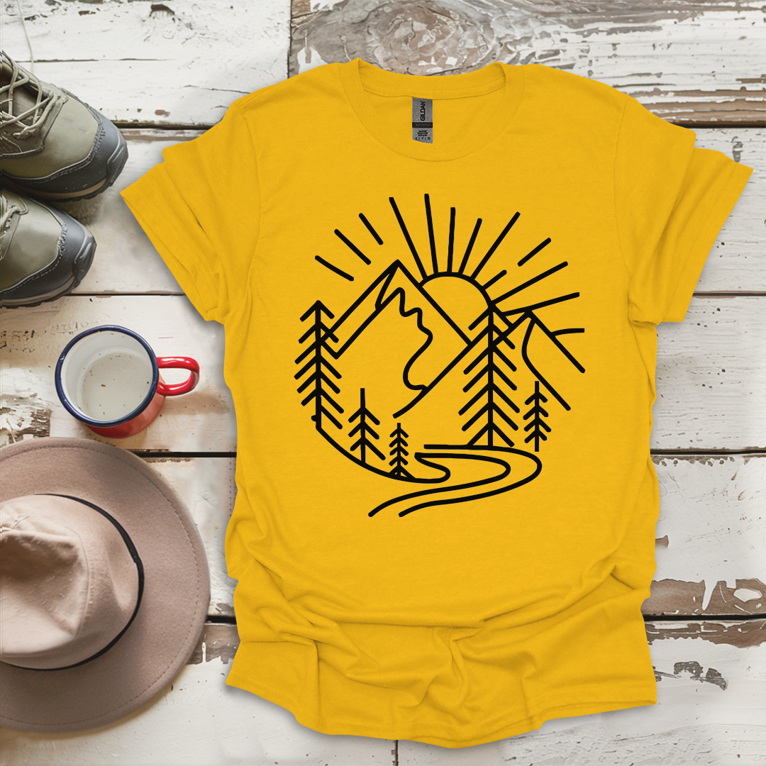 Mountains and Trees Hikers Adventures minimalist Design V1 T-Shirt