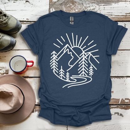 Mountains and Trees Hikers Adventures minimalist Design V1 T-Shirt