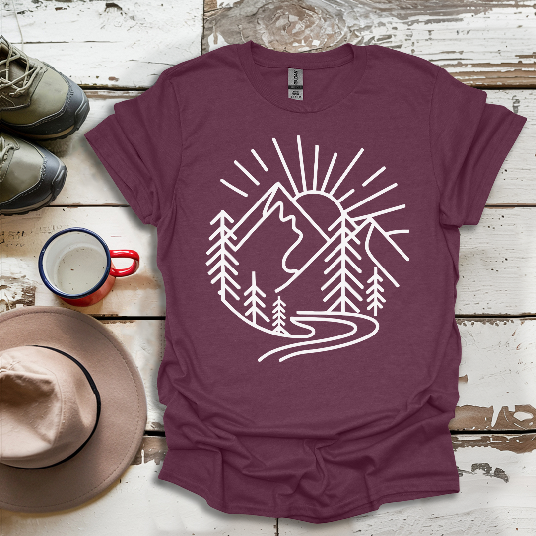 Mountains and Trees Hikers Adventures minimalist Design V1 T-Shirt