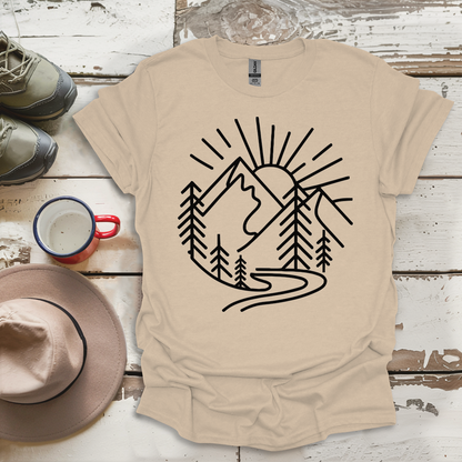 Mountains and Trees Hikers Adventures minimalist Design V1 T-Shirt