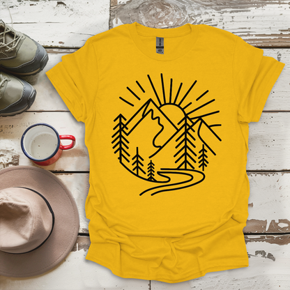 Mountains and Trees Hikers Adventures minimalist Design V1 T-Shirt
