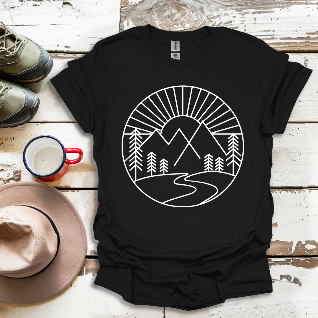 Mountains and Trees Hikers Adventures Minimalist V1 T-Shirt
