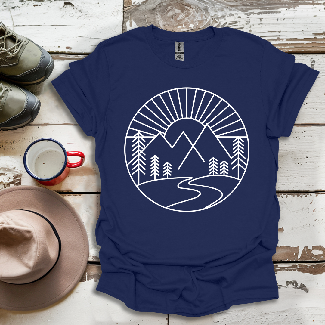 Mountains and Trees Hikers Adventures Minimalist V1 T-Shirt