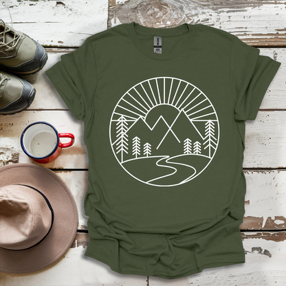 Mountains and Trees Hikers Adventures Minimalist V1 T-Shirt