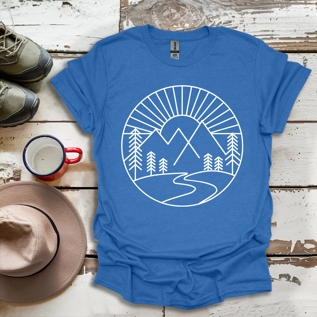 Mountains and Trees Hikers Adventures Minimalist V1 T-Shirt