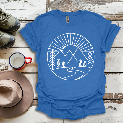 Mountains and Trees Hikers Adventures Minimalist V1 T-Shirt