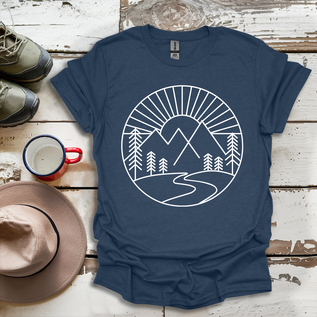 Mountains and Trees Hikers Adventures Minimalist V1 T-Shirt