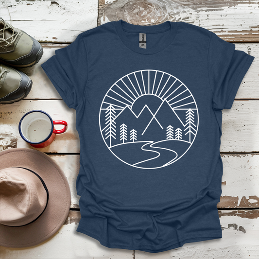 Mountains and Trees Hikers Adventures Minimalist V1 T-Shirt
