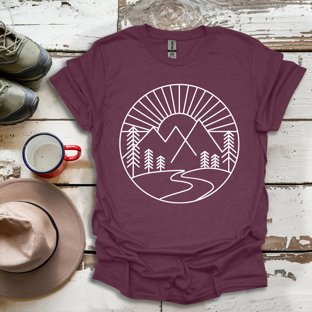 Mountains and Trees Hikers Adventures Minimalist V1 T-Shirt