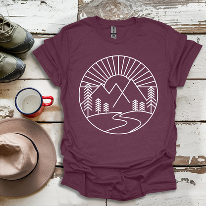 Mountains and Trees Hikers Adventures Minimalist V1 T-Shirt
