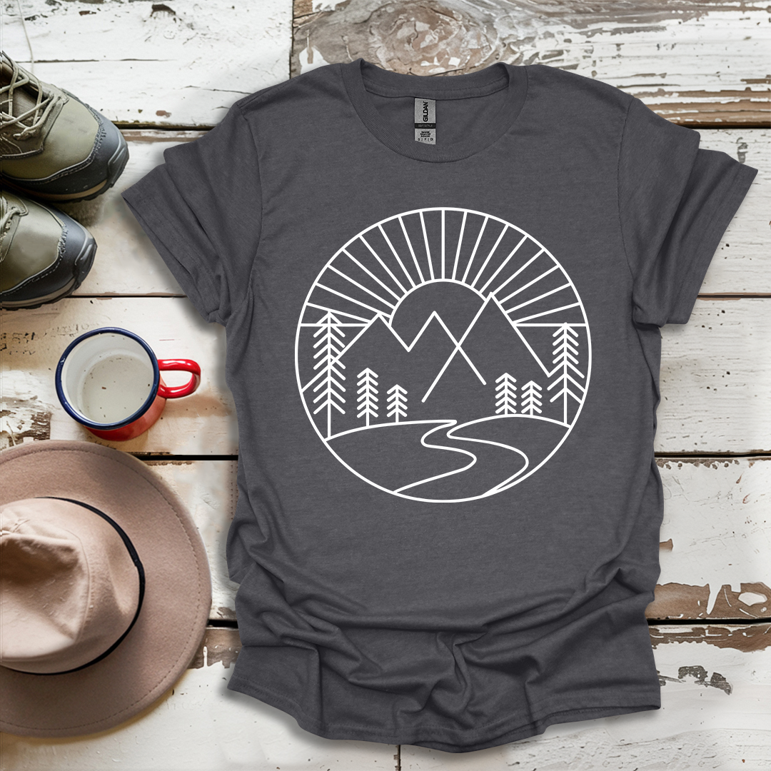 Mountains and Trees Hikers Adventures Minimalist V1 T-Shirt
