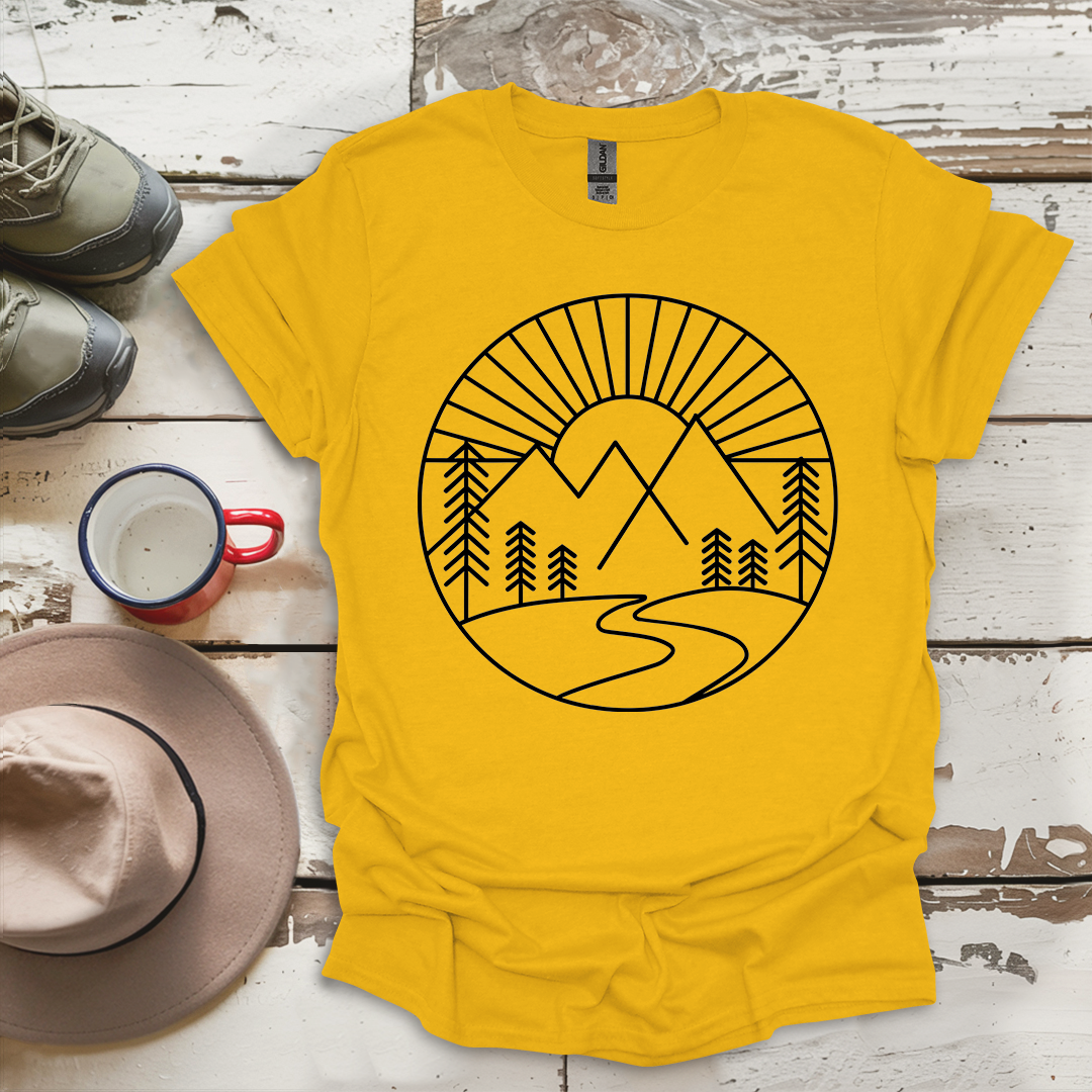 Mountains and Trees Hikers Adventures Minimalist V1 T-Shirt