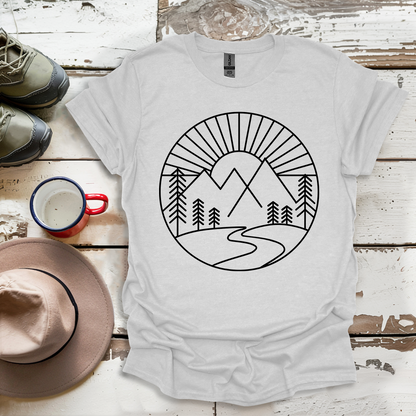 Mountains and Trees Hikers Adventures Minimalist V1 T-Shirt