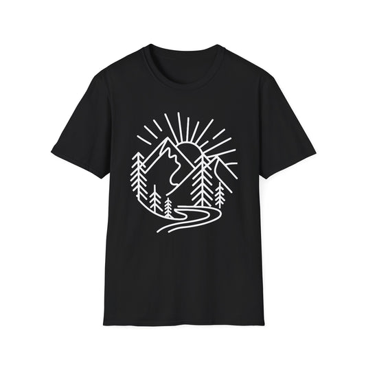 Mountains and Trees Hikers Adventures minimalist Design V1 T-Shirt