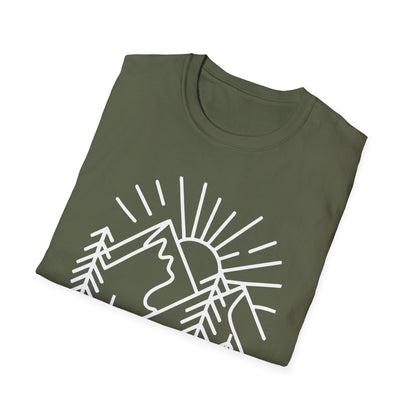 Mountains and Trees Hikers Adventures minimalist Design V1 T-Shirt