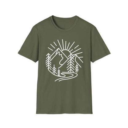 Mountains and Trees Hikers Adventures minimalist Design V1 T-Shirt