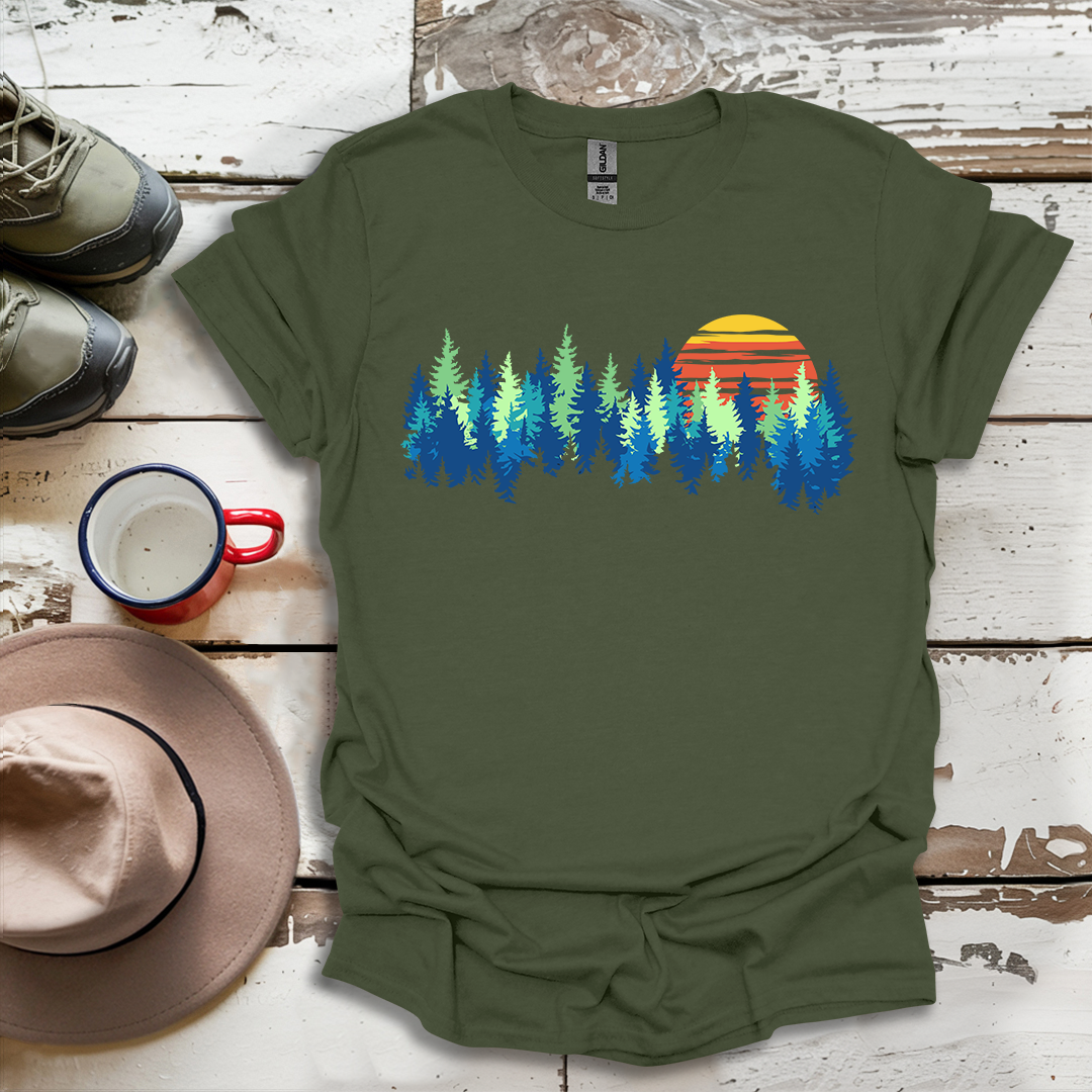 Retro Vintage Sunset Outdoor Forest V1 T-Shirt