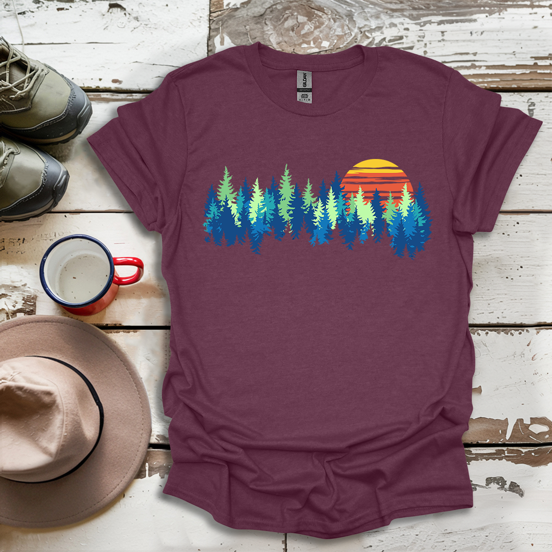Retro Vintage Sunset Outdoor Forest V1 T-Shirt