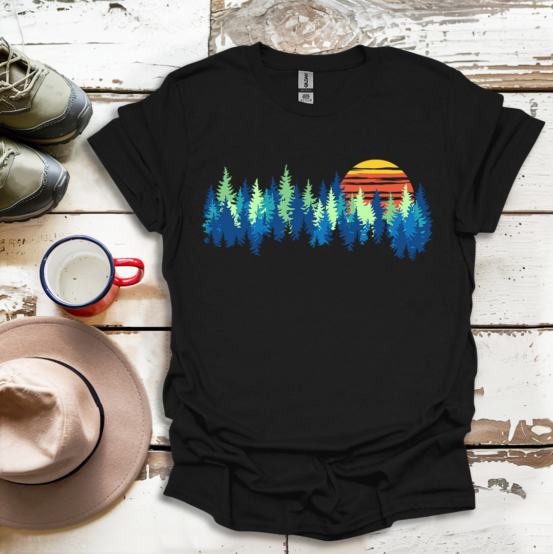 Retro Vintage Sunset Outdoor Forest V1 T-Shirt