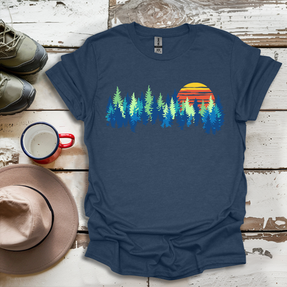 Retro Vintage Sunset Outdoor Forest V1 T-Shirt