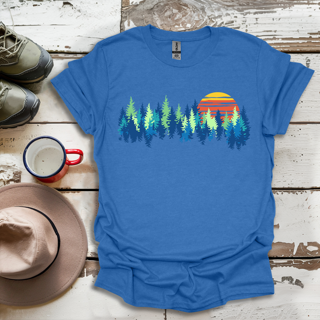 Retro Vintage Sunset Outdoor Forest V1 T-Shirt