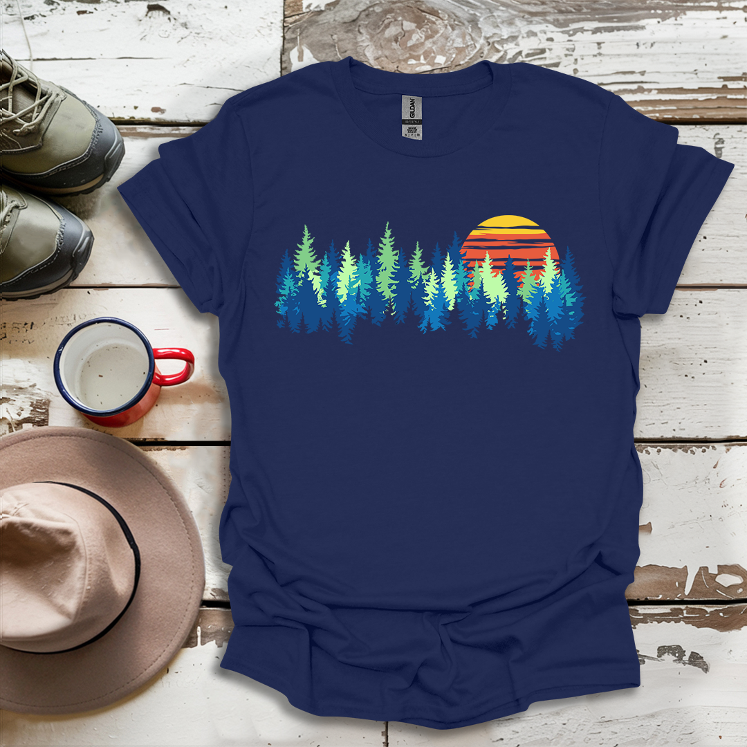 Retro Vintage Sunset Outdoor Forest V1 T-Shirt