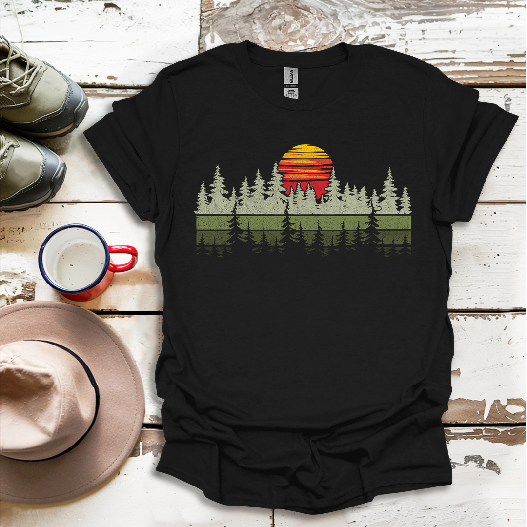 Retro Vintage Sunset Outdoor Forest V2 T-Shirt
