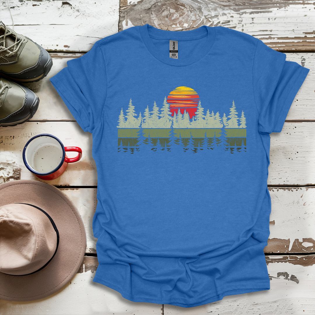 Retro Vintage Sunset Outdoor Forest V2 T-Shirt