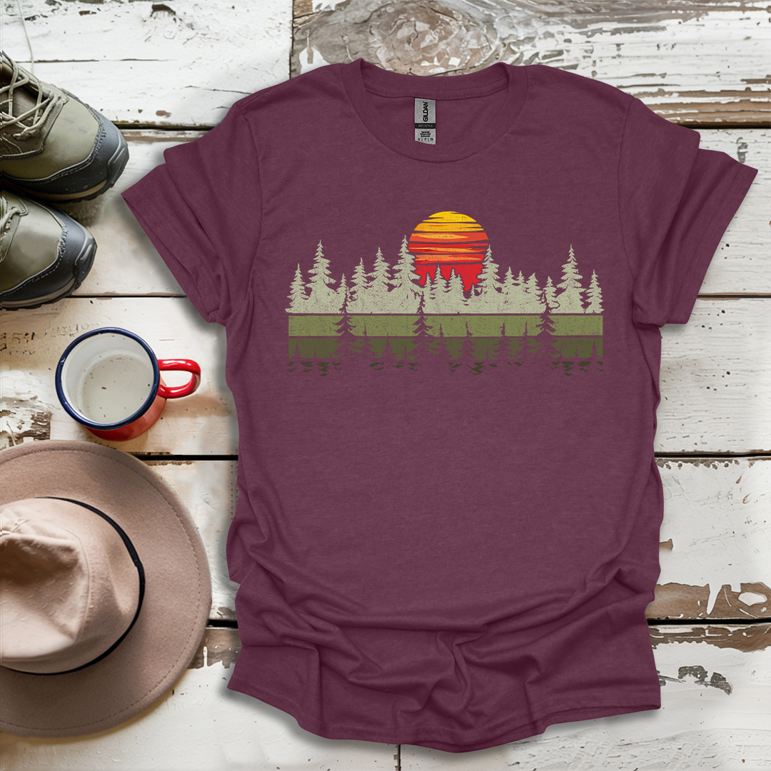 Retro Vintage Sunset Outdoor Forest V2 T-Shirt