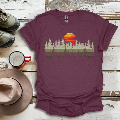 Retro Vintage Sunset Outdoor Forest V2 T-Shirt