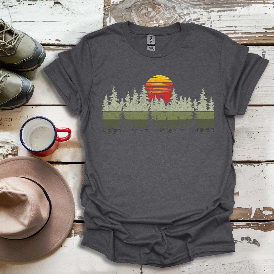Retro Vintage Sunset Outdoor Forest V2 T-Shirt