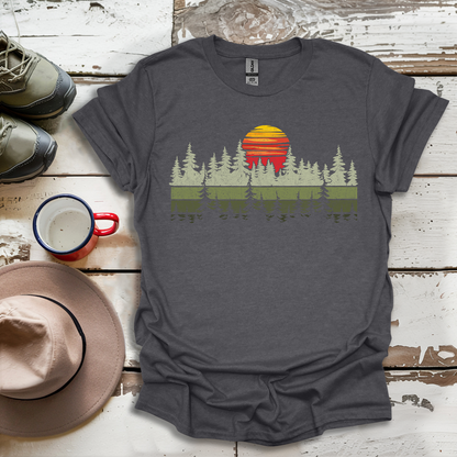 Retro Vintage Sunset Outdoor Forest V2 T-Shirt