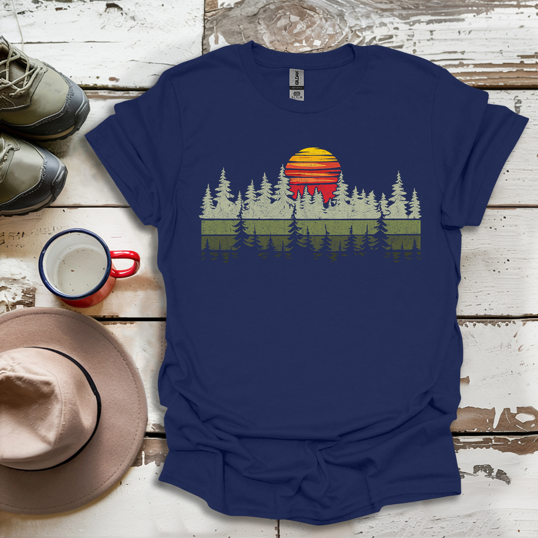 Retro Vintage Sunset Outdoor Forest V2 T-Shirt